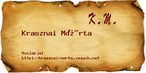 Krasznai Márta névjegykártya